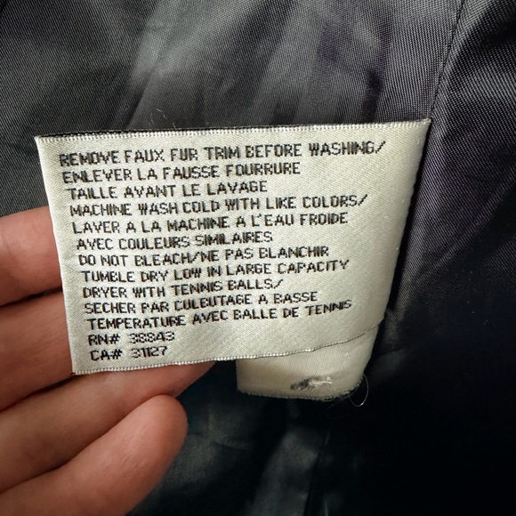 DKNY Long Black Puffer Coat with 2-Way Zipper - Picture 10 of 10